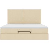 vidaXL Otomanski posteljni okvir z vzmetnico krem 160x200 cm blago | Shoptok.si
