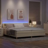  LED Box Spring Krevet s madracem Krema 200 x 200 cm tkanina | shoptok.hr