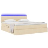 Krevet S LED lampica s uzglavljem Krema 180 x 200 cm tkanina | shoptok.hr