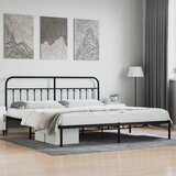  Metalni okvir za krevet s uzglavljem crni 200x200 cm | shoptok.hr