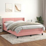 The Living Store Box spring postelja z vzmetnico roza 140x190 cm žamet - Box Spring Postelja, (21488493) Cene