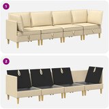 Set namještaja za dnevni boravak s jastukom 4 pcs Krem Tkanina | shoptok.hr