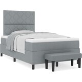 vidaXL Krevet s box springom s madracem i klupom svijetlosiva 120x190 cm tkanina | shoptok.hr