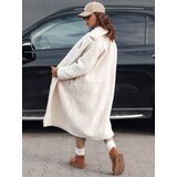 DStreet Płaszcz damski zimowy GLAMFUR długi futerkowy beżowy | Shoptok.si