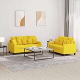  2-dijelni set sofa s jastucima svjetložuti od tkanine | shoptok.hr