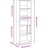  Regal za knjige bijeli 60x30x189 cm od konstruiranog drva | shoptok.hr