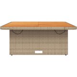 vidaXL Vrtna miza bež 110x110x71 cm poli ratan in akacijev les | Shoptok.si