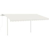 vidaXL Avtomatsko zložljiva tenda s stebrički 4,5x3 m krem | Shoptok.si