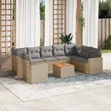  10-dijelni set vrtnih sofa s jastucima bež od poliratana | shoptok.hr