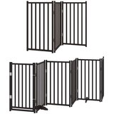  Vrata za pse s vratašcima 9 panela sklopiva 450 cm drvo topole Crna 50 x 90 x 2 cm | Shoptok.si