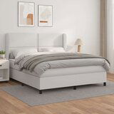  Box spring postelja z vzmetnico bela 180x200 cm umetno usnje, (20900488) Cene