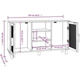 Komoda smeđa 105x30x60 cm masivna borovina i prirodni ratan | Eponuda.com