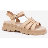 Boto Eco Leather Women's Sandals On Platform Beige Nendales | shoptok.hr