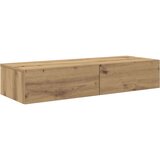 vidaXL Stenska polica s predali artisan hrast 100x36x19 cm inž. les | Shoptok.si