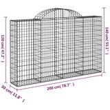  Gabionska košara s lukom 200x30x120/140 cm pocinčano željezo | shoptok.hr