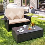 Ratan sjedeća garnitura - 2 u 1 - ležaljka ili na sjedeća garnitura, dim. 170 x 120 x 91 cm, bež | shoptok.hr