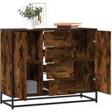 vidaXL Komoda dimljeni hrast 92x35x76 cm konstruiran les | Shoptok.si