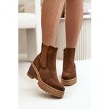Boto Women's Insulated Heeled Boots Eco Suede Brown Irissinae | Shoptok.si