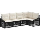 vidaXL Vrtna sedežna garnitura 5 pcs Črna poli ratan, (5000270490) | Shoptok.si