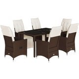 vidaXL Vrtna bistro garnitura 7-delna z blazinami rjav poli ratan | Shoptok.si
