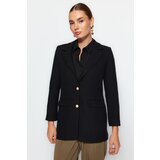 Trendyol Tweed Woven Blazer Jacket with Black Metal Buttons Cene