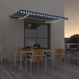 vidaXL Ročno zložljiva tenda z LED lučmi 400x350 cm modra in bela Cene