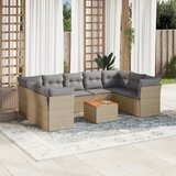 Maison Chic Seti vrtnega pohištva - Vrtna garnitura - Vrtni pohištvo set 10-delna z blazinami bež poli ratan, (21812525) | Shoptok.si