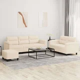  3-dijelni set sofa s jastucima bež tkanina od mikrovlakana