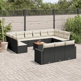 vidaXL 14-dijelni set vrtnih sofa s jastucima poliratan crni Cijene