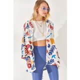 Olalook Women's Ecru Hooded Loose Linen Jacket with Zippered Pocket | Shoptok.si