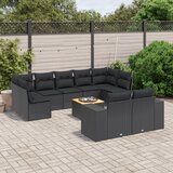 vidaXL 10-dijelni set vrtnih sofa s jastucima crni od poliratana | shoptok.hr