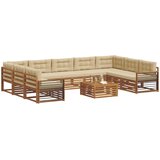  Set vanjskih sofa 10 kom. Prirodna i bež Čvrsto drvo akacije | shoptok.hr