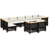  9-dijelni set vrtnih sofa s jastucima crni od poliratana Crna 63.5 x 63.5 x 62 cm | Shoptok.si