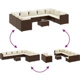 10-dijelni set vrtnih sofa od poliratana s jastucima smeđi | shoptok.hr
