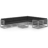  Sedežna garnitura 10-delna z blazinami siva borovina | Shoptok.si