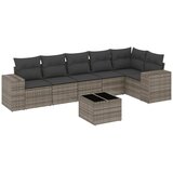 Maison Chic Seti vrtnega pohištva - Vrtna garnitura - Vrtni pohištvo set 7-delna z blazinami siv poli ratan, (21802927) | Shoptok.si