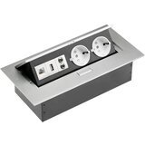 Gtv Vgradna vtičnica 2 X ŠUKO in 2 X USB, AUDIO, RJ45 siva, (21227074) | Shoptok.si