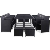 Poli 15-dijelni vrtni blagovaonski set od poliratana crni | shoptok.hr