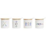 Zdjela za Šećer DKD Home Decor Mornar Bijela Pisana Bambus Dolomite 4 Dijelovi 7 5 x 7 5 x 7 5 cm | shoptok.hr