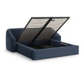 Cosmopolitan Design Temno modra oblazinjena zakonska postelja s prostorom za shranjevanje z letvenim dnom 200x200 cm Campi – | Shoptok.si