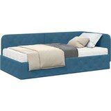 vidaXL Kutni okvir kreveta s madracem Plava 100 x 200 cm Baršun | shoptok.hr