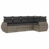  The Living Store Vrtna sedežna garnitura 5-delna z blazinami siv poli ratan - Vrtna Sedežna Garniture, (21451035) | Shoptok.si