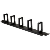 Logilink 19 cable management bar 1U with 5 turnable plastic brackets, black, OR104B