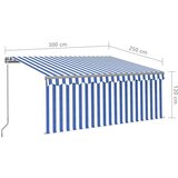  Ročno zložljiva tenda s senčilom LED 3x2,5 m modra in bela, (20703084) | Shoptok.si