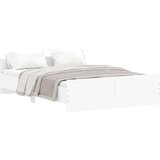 vidaXL Posteljni okvir z vzglavjem in vznožjem bel 135x190 cm | Shoptok.si
