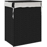 vidaXL Košara za rublje s poklopcem crna 46 x 33 x 60 cm od poliratana | shoptok.hr