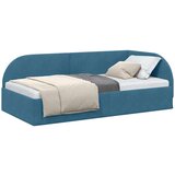 VidaXL Kotna postelja z vzglavjem Modra 90 cm x 190 cm blago Slike