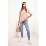 Polski Women's cotton blouse with Minimal print beige | shoptok.hr