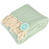 Rex London Mentol zelena pamučna deka 150x235 cm Herringbone – Cijene