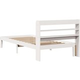vidaXL Posteljni okvir z vzglavjem bel 100x200 cm trdna borovina | Shoptok.si
